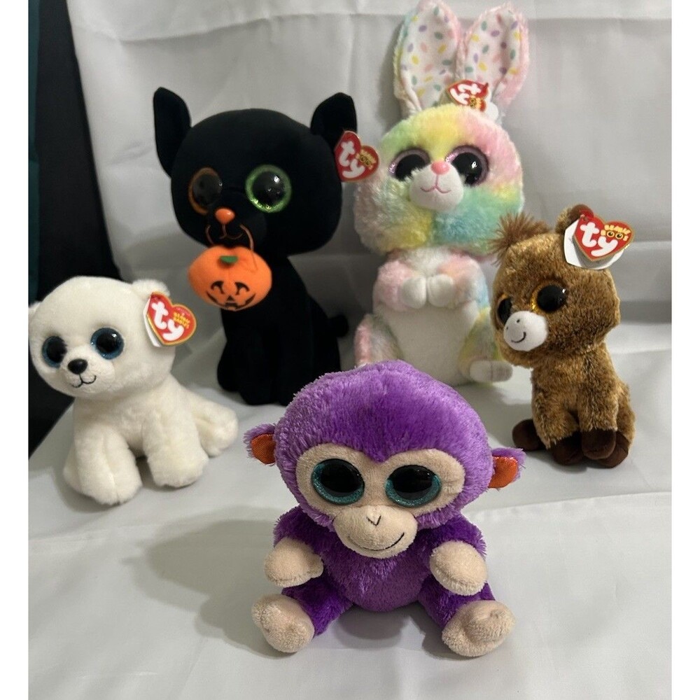 TY Beanie Boos Lot of 5 Most with Tags 2 Larger 3 Small Very Clean